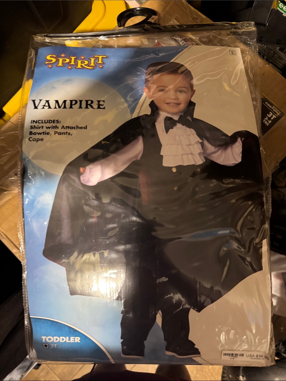 Spirit Toddler Vampire Costume - Black Cape with White Ruffle Shirt